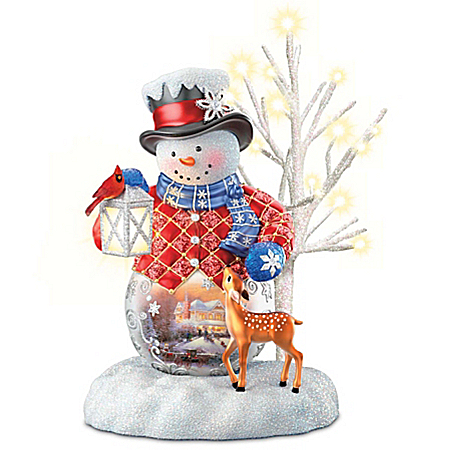 Thomas Kinkade Snow Wonderful Illuminated Snowman Figurine Collection