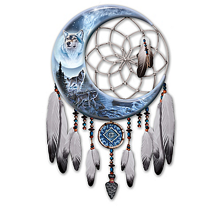 Al Agnew Scared Guardian Wolf Dreamcatcher Wall Decor Collection