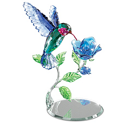 Crystal Hummingbird Figurine Collection with Mirror Bases: Bradford Exchange