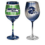Buy NFL Seattle Seahawks Wine Glass Collection: Set Of Two Stem Wine Glasses