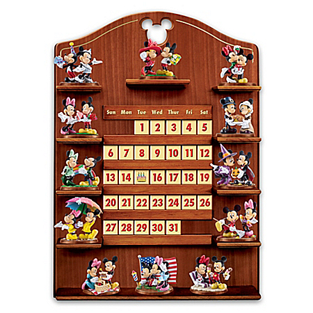 Mickey Mouse and Minnie Mouse Perpetual Calendar with Figurines
