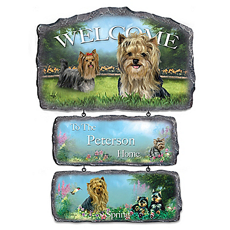 Lovable Yorkies Personalized Welcome Sign Collection