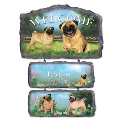 Buy Lovable Pugs Personalized Welcome Sign Home Decor Collection