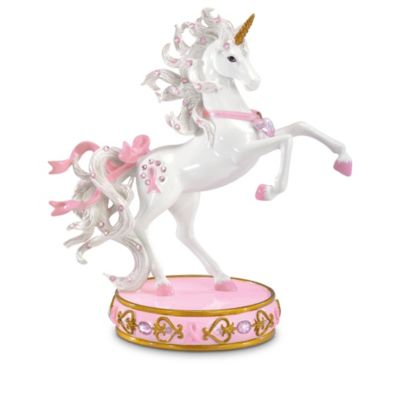 Pink Is For Hope Breast Cancer Charity Collectible Unicorn Figurine Collection