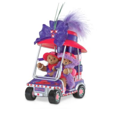 Faithful Fuzzies Glamour Cart Teddy Bears with Red Hats Figurine Collection
