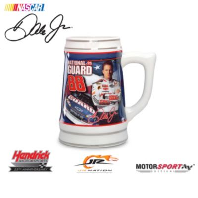Here's to the future of a legendary name in racecar driving. A first-ever Dale Earnhardt Jr. ceramic stein collection celebrates Dale Jr. and Team National Guard with superb NASCAR&reg; memorabilia. Beginning with Issue One, On Guard, you can toast Dale Jr. and his awesome No. 88 National Guard/AMP Energy Chevrolet Impala SS. Soon, your collection will continue with Issue Two and additional Dale Jr. collectible steins, each a separate issue to follow.Available only from Motorsport Editions, each sharp issue of NASCAR&reg; memorabilia in this important collection is crafted of glazed ceramic and emblazoned with bold portraits of racing's five-time Most Popular Driver, dramatic views of the Dale Earnhardt Jr. 88, and official logos and graphics. Plus, Dale Jr.'s replica signature and gleaming platinum accents make each issue a sensational NASCAR fan gift. Strong demand is expected for this unique Dale Jr. collection, so don't miss out. Order now!