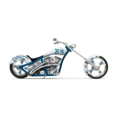 In a 7-3 victory in game 6 of the World Series&reg;, the New York Yankees claimed their 27th World Series championship! Now, you can ride high with pride with these first-ever limited-edition Yankees motorcycle figurines, a striking collection from The Hamilton Collection. Beginning with Issue One, Home Run Racer, soon your collection will continue with Issue Two, Yankee Pride, Issue Three, Away Game, Issue Four, All Star Salute Chopper, and additional Yankees motorcycle figurines, each a separate issue to follow.‡Officially licensed by Major League Baseball Properties, Inc., the Yankees choppers in this collection are handcrafted in artist's resin and celebrate the proud traditions of this legendary ballclub. Each issue features sleek frames, bold paint schemes, the Yankees official logo, chrome-colored forks, headlights, dual exhaust pipes, custom fenders, spokes and customized wheels. Strong demand is expected. Order now!