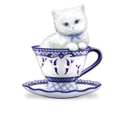 Poised Purr-fection Figurine Collection With Classic Blue Willow Designs