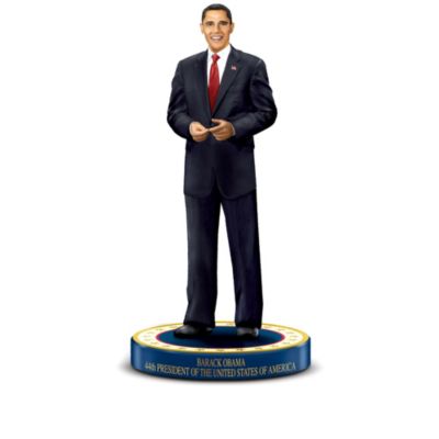 On Tuesday, November 4, 2008, the face of America changed forever with the election of Barack Obama to the U.S. Presidency. Now stunning sculptural representations of the 44th President of the United States and the First Lady come to life in this commemorative Obama Presidential figurine collection, available only from The Hamilton Collection. This rich collectible tribute begins with Issue One, President Barack Obama Commemorative Figurine. Soon, your collection will continue with Issue Two, Michelle Obama, First Lady, and additional Obama collectible figurines, each a separate issue to follow.Expertly handcrafted in artist's resin and meticulously hand-painted to create realistic detailing, each Obama figurine in your collection stands on an imprinted circular base, and the regal stances captured in each of these important Obama collectibles are a unique testimony to the power of democracy in action. Demand will be strong for these hand-numbered limited editions, so don't wait to own your piece of American history. Order now!