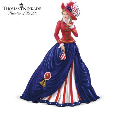 Thomas Kinkade Freedom's In Fashion Figurine Collection: Patriotic Victorian Women