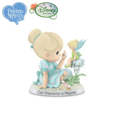 Few things in life bring more joy than the happy moments of a special friendship, where you can share your dreams with a best friend and let your imagination soar! And that's what these little girls do, with the companionship of their favorite fairies from Disney's Pixie Hollow. Now, for the first time, acclaimed Precious Moments&reg; artist Sam Butcher partners with Disney to present this Precious Moments fairy figurine collection that captures the innocent spirit of these tender friendships. This inspiring collection begins with Issue One, Our Friendship Is Magical. Soon, your collection will continue with Issue Two, Our Friendship Goes With The Flow, Issue Three, Our Friendship Blossoms With Love, and additional issues of collectible Precious Moments Disney Fairies figurines, each a separate issue to follow.‡Available from The Hamilton Collection, this collectible Precious Moments Disney Fairies figurine collection is lovingly handcrafted and hand-painted in the soft pastels that reflect the time-honored tradition of Precious Moments collectibles. You'll admire the sweet, teardrop-eyed expressions, the shimmery accents, and the fairy wings handcrafted of sparkling crystalline, plus a charming sentiment about friendship on the base of each Precious Moments friendship figurine in the collection. The exciting partnership between Sam Butcher and Disney's Fairies of Pixie Hollow is sure to generate strong demand for these magical Precious Moments friendship figurines. Don't delay; order now!Fine collectibles, not intended for children.