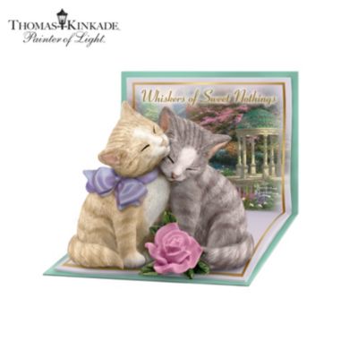Thomas Kinkade Tails Of Romance Cuddling Kitten Figurine Collection