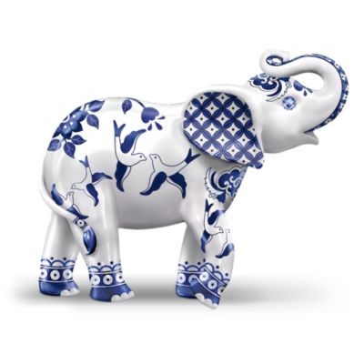 Ancient legends tell us that elephants are symbols of good luck. And, for centuries, the romantic tale that inspired the beloved Blue Willow china pattern has been cherished for its message of good fortune. Now, these first-ever limited-edition elephant figurines unite both precious symbols in one spectacular collection, starting with Issue One, Two Birds Flying By. Soon, your heart will be warmed by Issue Two, Chinese Vessel Sailing. Next to arrive is Issue Three, Bridge With Three Men, and additional Blue Willow china pattern-inspired elephant figurines, each a separate issue to follow.The romantic Blue Willow love story unfolds in acharmingly innovative way within this exclusive collection from The Hamilton Collection. Each of the beautifully handcrafted elephant figurines features a different symbolic element from the classic tale, showcased in beautifully hand-applied details and highlighted by radiant, high-gloss finishes that give the look of fine china. As a final romantic touch, sparkling simulated gems are hand-applied to each elephant's eyes. Don't delay - a figurine collection this romantic and this unique is expected to excite strong demand, so order now!