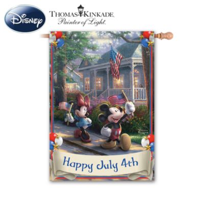 Disney's Mickey & Minnie Holiday Seasonal Flag Collection With Thomas Kinkade Artwork