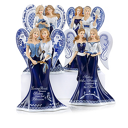 Blue Willow Sisterly Love Angel Figurine Collection
