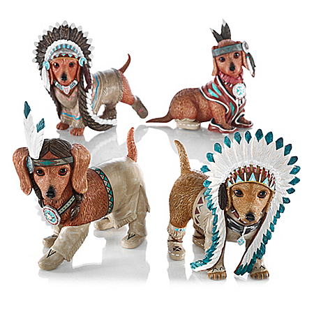Feathers ‘N Fur Native American Inspired Dachshund Figurine Collection