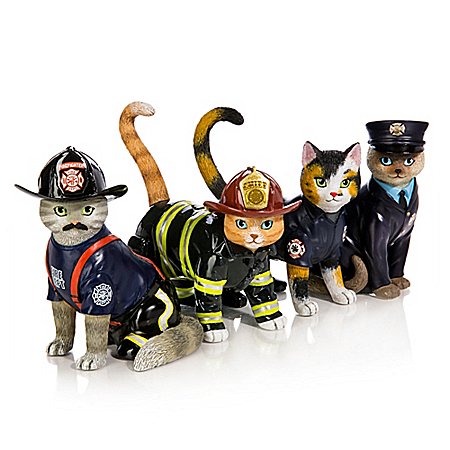 Furr-ever Cat Firefighter Figurine Collection