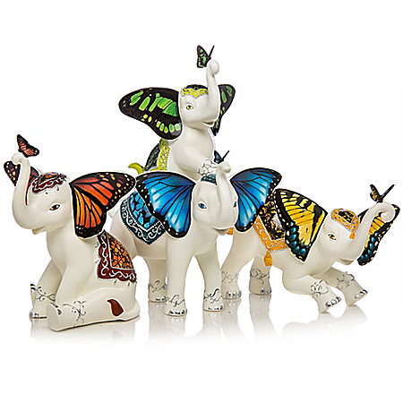Wings Of Enchantment Hand-Painted Elephant Figurine Collection