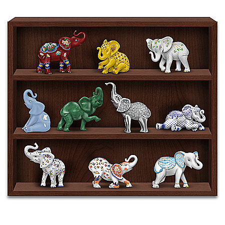 Eclectic Elegance Hand-Painted Elephant Figurine Collection