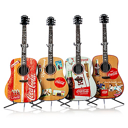 COCA-COLA Acoustic Guitar Sculpture Collection With Stands