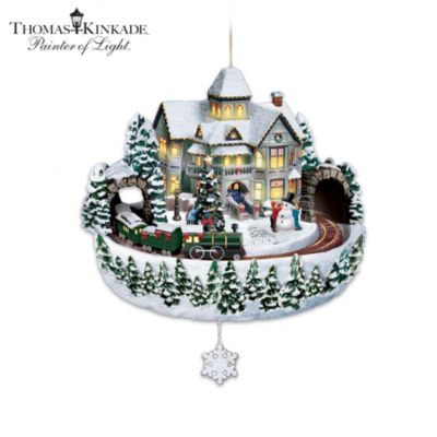 Thomas Kinkade Holiday Celebrations Animated Christmas Ornaments Collection