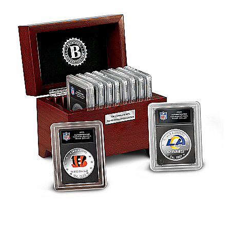 First Complete NFL Legal Tender Silver Dollar Coin Collection With Display Boxes