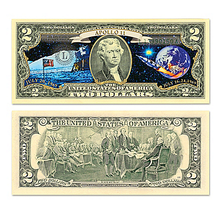 Apollo 11 U.S. Space Race $2 Bills Currency Collection