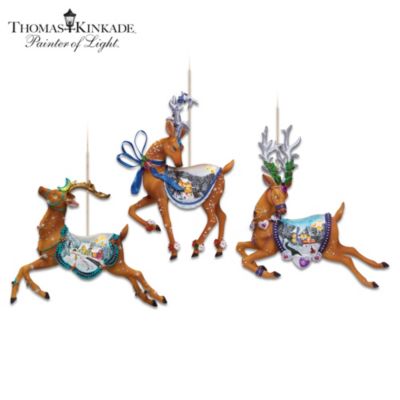 Thomas Kinkade Holiday Reindeer Christmas Tree Ornament Collection