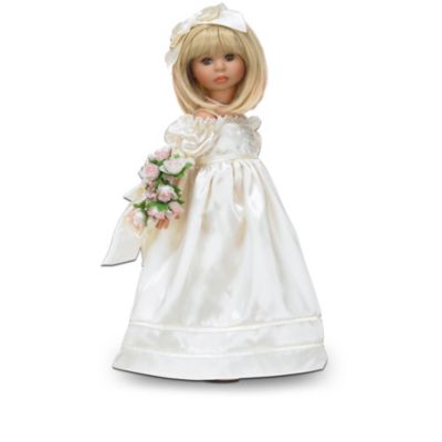 Megan Rose and Abbey Rose are sisters who share the same middle name honoring their grandmother, who sent them the fancy satin gowns they love to wear together! Now, meet these lovely young ladies in this realistic child doll collection from renowned doll artist Linda Rick, exclusively from The Ashton-Drake Galleries. Each of these sweet sisters dolls is lavishly costumed and carries a floral bouquet, beginning with Issue One, Megan Rose. Your collection will be complete with Issue Two, Abbey Rose, each issue arriving separately.These breathtaking realistic child dolls are beautifully handcrafted in vinyl, skillfully hand-painted, and dressed in the most dreamy outfits that two sisters could imagine! Each sister's extravagant costuming includes a long satin dress with elegant lacy trims and other pretty details, plus special accessories unique to each doll. Both sister dolls carry bouquets of pink fabric roses to be reminded of their common middle names and the loving grandmother who is their namesake. Strong demand is expected for these magnificent realistic child dolls. To invite them into your home, order now!