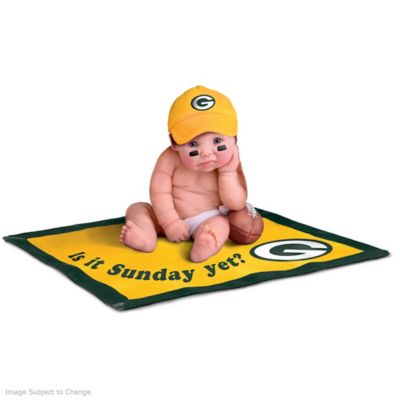 Officially Licensed By NFL Properties LLC: Green Bay Packers #1 Fan Lifelike Baby Doll Collection