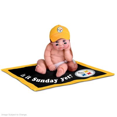 Officially Licensed By NFL Properties LLC: Pittsburgh Steelers #1 Fan Lifelike Baby Doll Collection