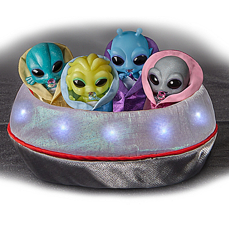 Miniature Alien Silicone Baby Collection With UFO Display