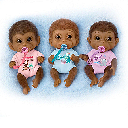 Miniature Full Body Silicone Monkey Dolls With Pacifiers