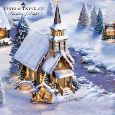 Thomas Kinkade The Lord's Perfect Christmas Morning Musical Village Collection