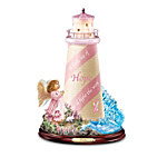 Breast Cancer Support Illuminated Lighthouse Figurine Collection: Shine The Light Of Hope