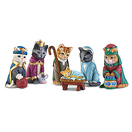 The PURR-fect Christmas Pageant Nativity Cat Figurine Collection