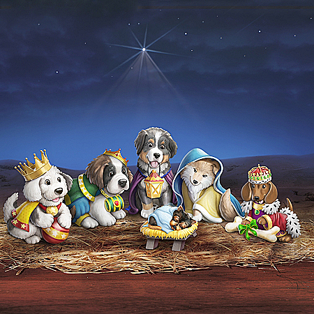 Puppy Nativity Pageant Figurine Collection