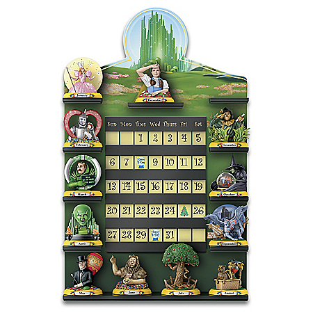 THE WIZARD OF OZ Perpetual Calendar Collection With 12 Sculptures and Display