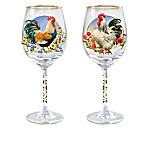 Buy Country Charm Rooster-Themed Triple-Fired Wine Glass Collection