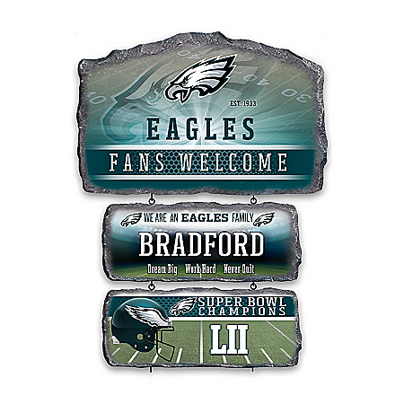 Philadelphia Eagles Personalized Stone-Look Welcome Sign