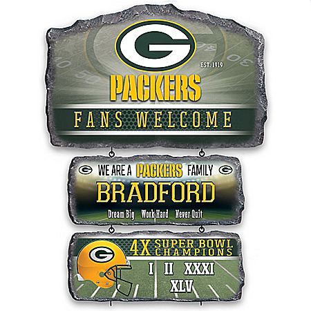 Green Bay Packers Personalized Stone-Look Welcome Sign