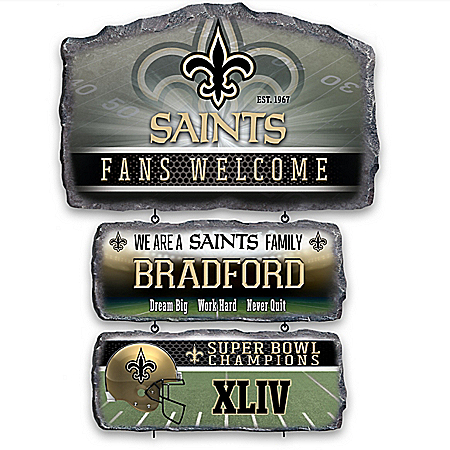 New Orleans Saints Personalized Stone-Look Welcome Sign