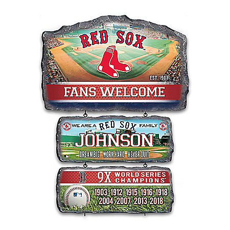 Boston Red Sox Personalized Stone-Look Welcome Sign