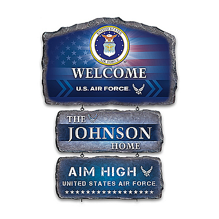 U.S. Air Force Personalized Stone-Look Welcome Sign