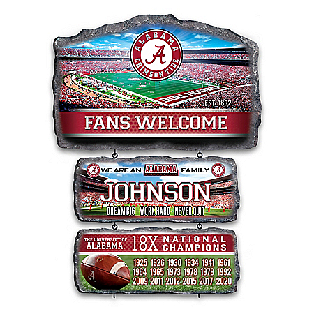 Crimson Tide Personalized Stone-Look Welcome Sign