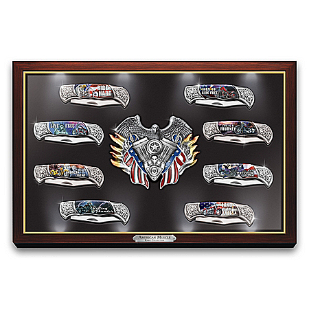 American Muscle Pocket Knife Collection With Display Case