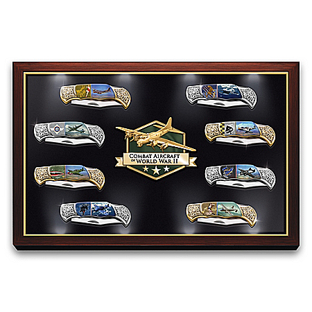 WWII Aircraft Knife Collection With Light-Up Display Case