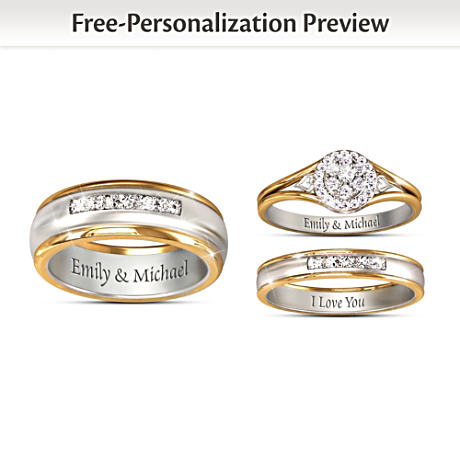 Together Forever His  Hers Personalized Set Of Diamond Wedding Rings