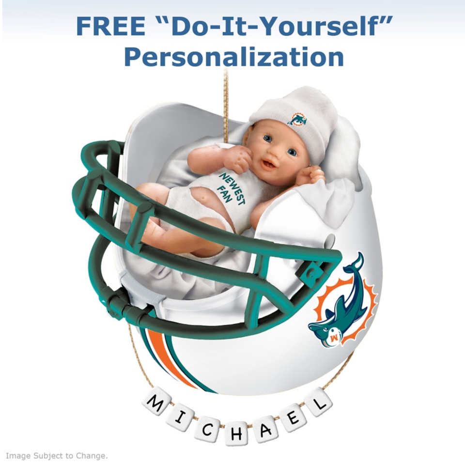 Miami Dolphins Personalized Babys First Christmas Ornament  