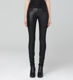 RINSED DENIM COMBO LEATHER LEGGING